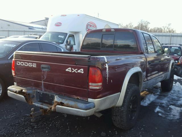 1B7HG48N52S562392 - 2002 DODGE DAKOTA QUA BURGUNDY photo 4