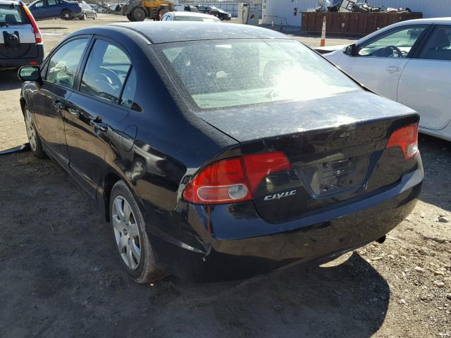 2HGFA16568H336129 - 2008 HONDA CIVIC LX BLACK photo 3