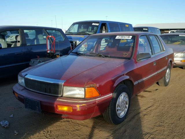 1B3XA46K6NF108673 - 1992 DODGE SPIRIT BURGUNDY photo 2