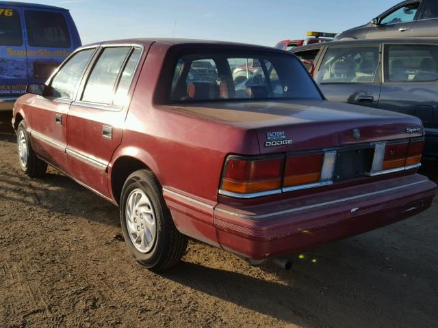 1B3XA46K6NF108673 - 1992 DODGE SPIRIT BURGUNDY photo 3