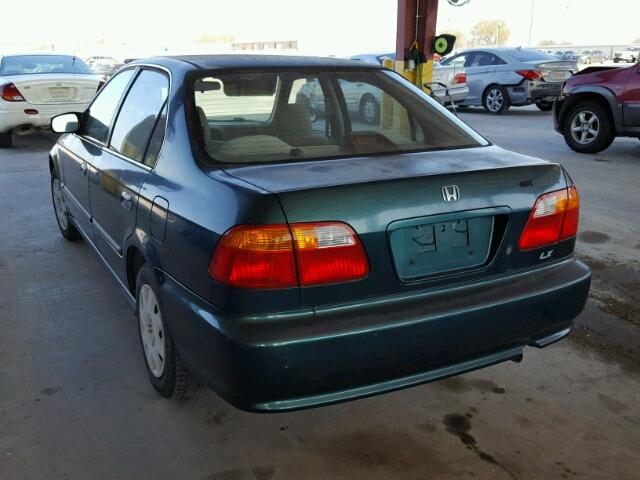 JHMEJ6672YS010389 - 2000 HONDA CIVIC LX GREEN photo 3