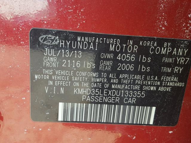 KMHD35LEXDU133355 - 2013 HYUNDAI ELANTRA GT RED photo 10