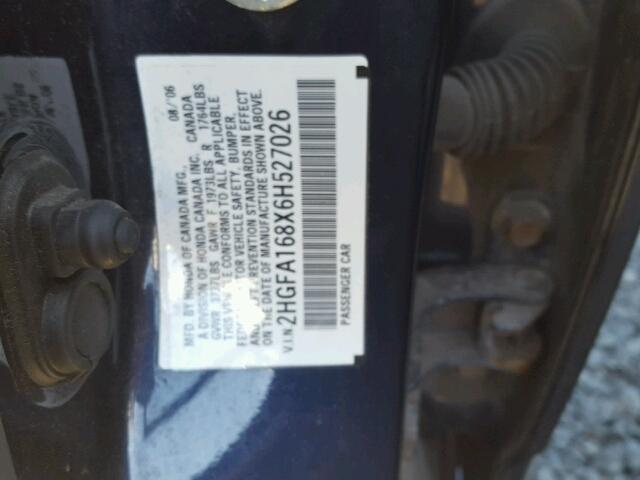 2HGFA168X6H527026 - 2006 HONDA CIVIC EX ლურჯი ფოტო 10