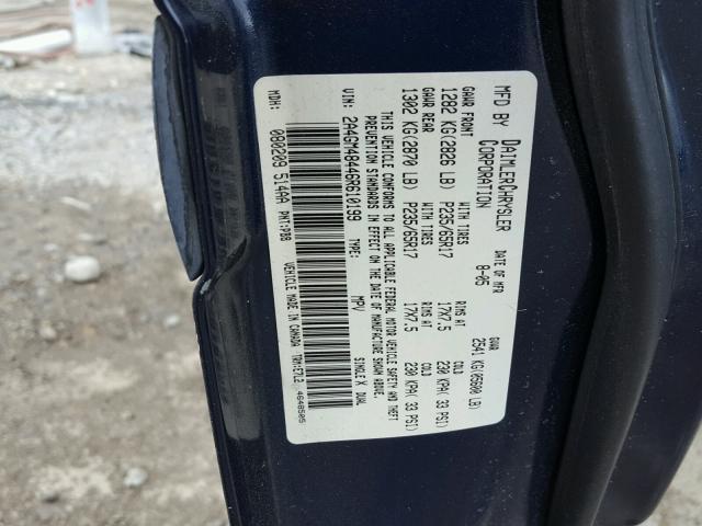 2A4GM48446R610199 - 2006 CHRYSLER PACIFICA BLUE photo 10