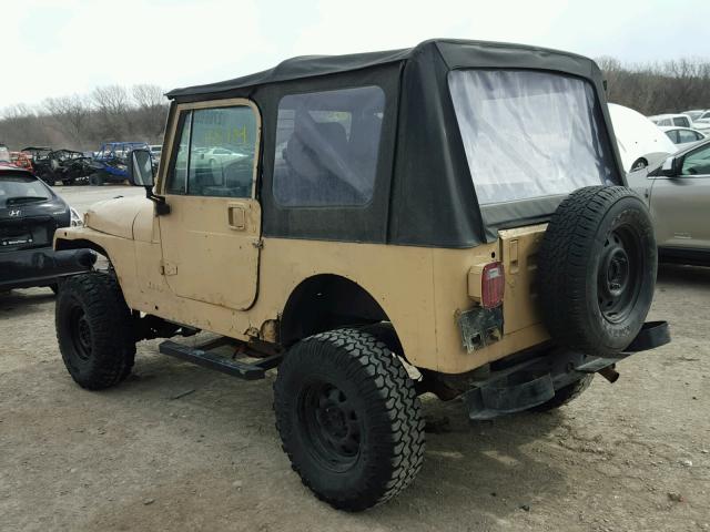 2BCHV81JXHB544009 - 1987 JEEP WRANGLER TAN photo 3