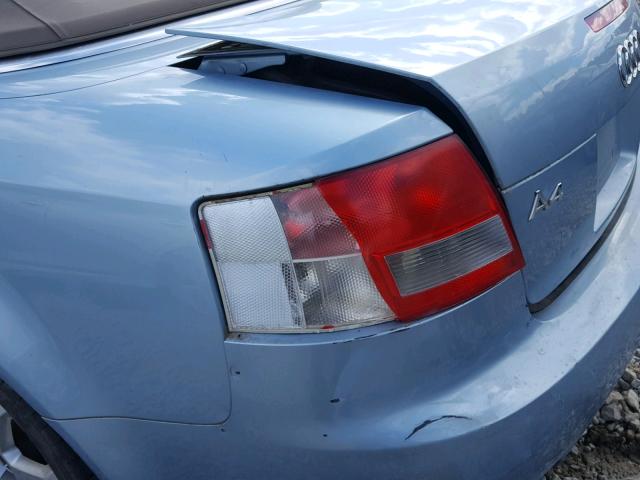 WAUAT48H93K017527 - 2003 AUDI A4 3.0 CAB BLUE photo 9