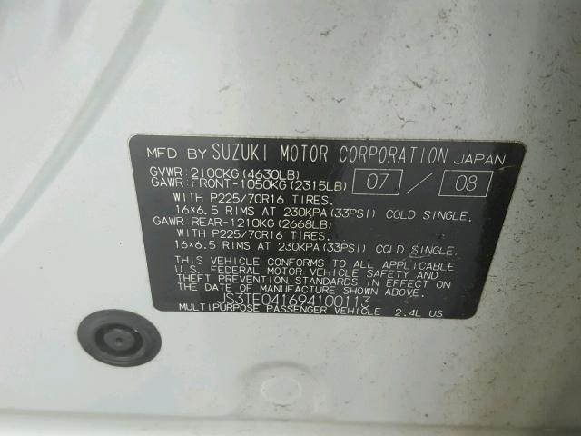 JS3TE041694100113 - 2009 SUZUKI GRAND VITA SILVER photo 10