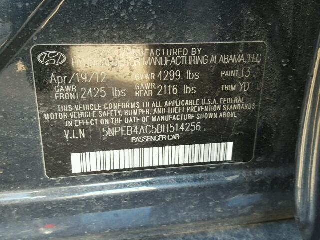 5NPEB4AC5DH514256 - 2013 HYUNDAI SONATA GLS BLUE photo 10