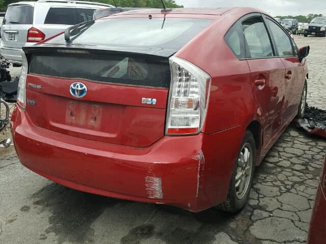 JTDKN3DU9A0204046 - 2010 TOYOTA PRIUS RED photo 4