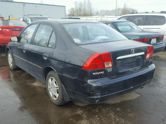 1HGES16591L068128 - 2001 HONDA CIVIC LX BLACK photo 3