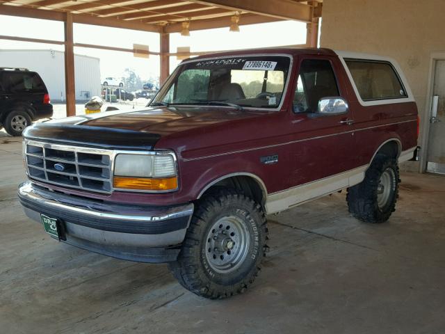 1FMEU15H1PLA53406 - 1993 FORD BRONCO U10 MAROON photo 2