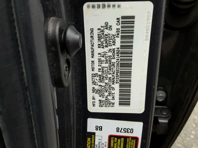 5Y2SP6E03AZ414824 - 2010 PONTIAC VIBE CHARCOAL photo 10