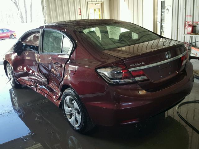 2HGFB2F55DH565916 - 2013 HONDA CIVIC LX BURGUNDY photo 3