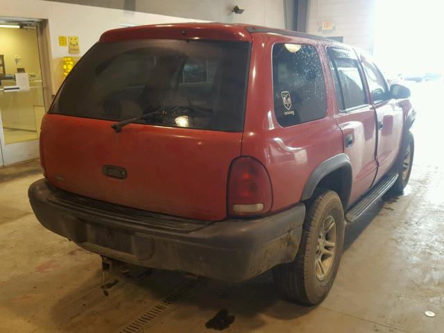 1D4HS38N03F515504 - 2003 DODGE DURANGO SP RED photo 4