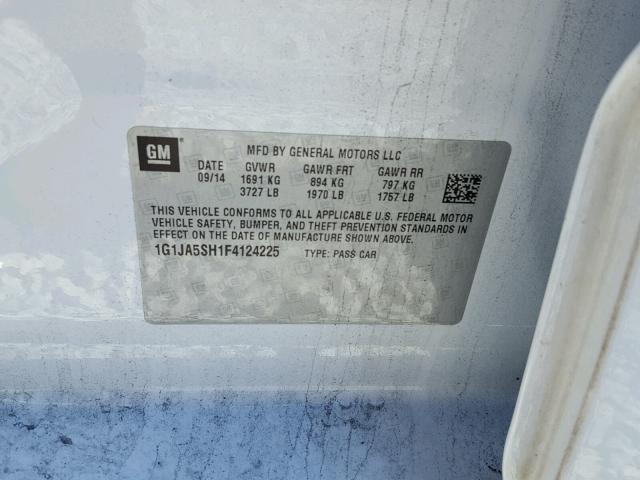 1G1JA5SH1F4124225 - 2015 CHEVROLET SONIC LS WHITE photo 10