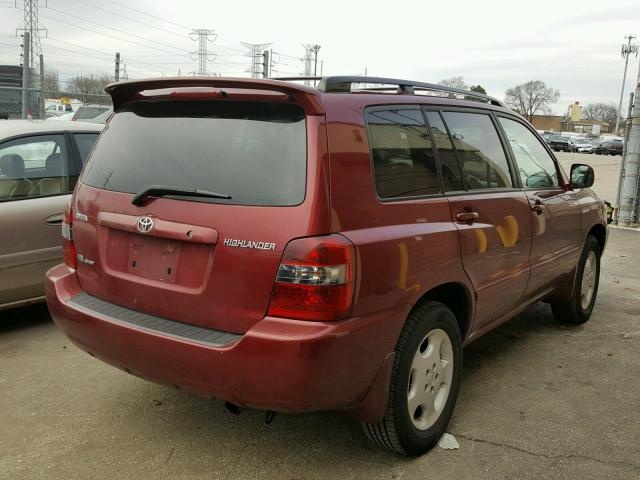 JTEEP21A340064104 - 2004 TOYOTA HIGHLANDER RED photo 4