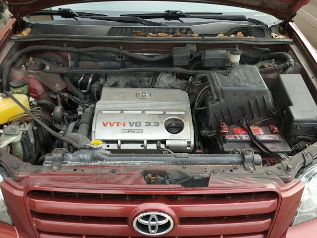 JTEEP21A340064104 - 2004 TOYOTA HIGHLANDER RED photo 7