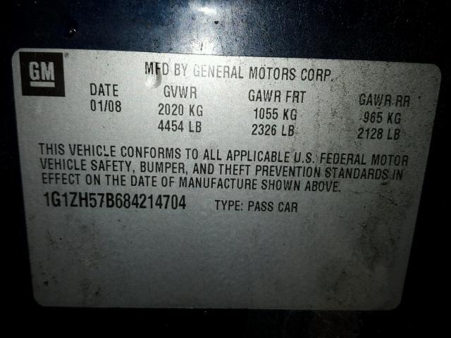 1G1ZH57B684214704 - 2008 CHEVROLET MALIBU 1LT 黑色 照片 10