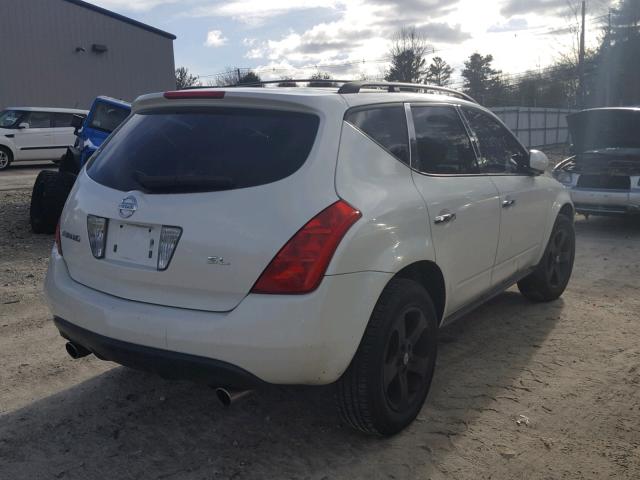 JN8AZ08T54W224431 - 2004 NISSAN MURANO SL WHITE photo 4