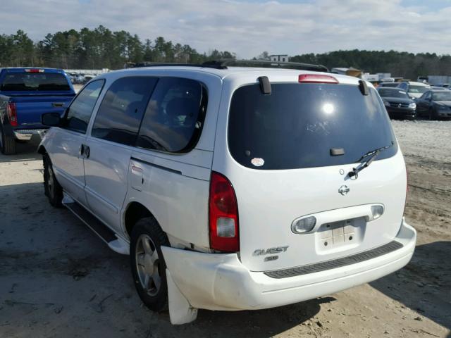 4N2ZN16TX2D807652 - 2002 NISSAN QUEST SE WHITE photo 3