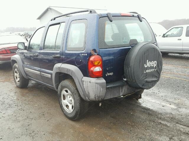 1J4GL48K02W234314 - 2002 JEEP LIBERTY SP BLUE photo 3