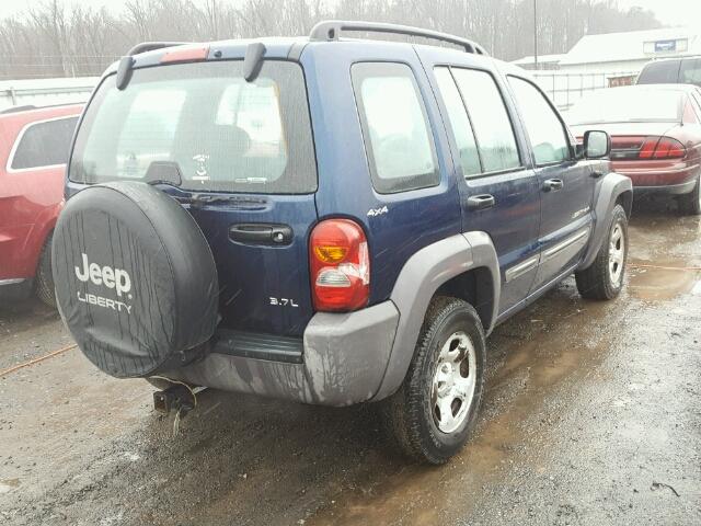 1J4GL48K02W234314 - 2002 JEEP LIBERTY SP BLUE photo 4