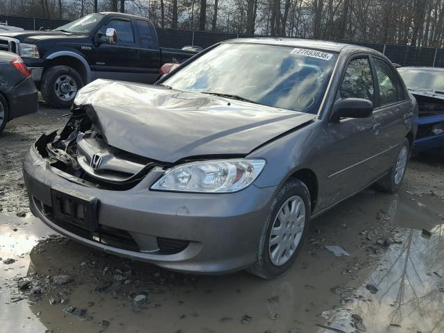 2HGES16535H628129 - 2005 HONDA CIVIC LX GRAY photo 2