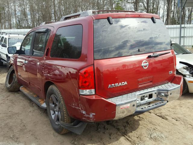 5N1AA08A45N703749 - 2005 NISSAN ARMADA SE BURGUNDY photo 3