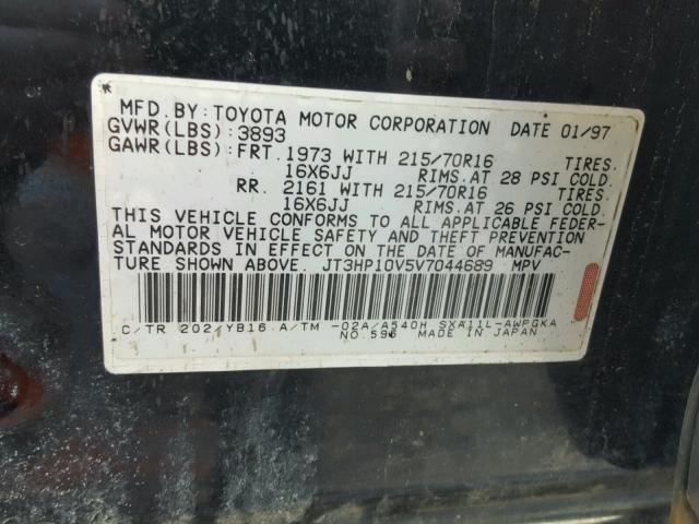 JT3HP10V5V7044689 - 1997 TOYOTA RAV4 BLACK photo 10