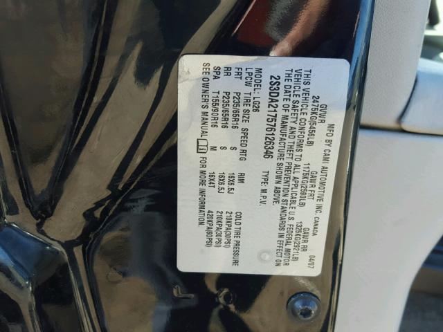 2S3DA217576126346 - 2007 SUZUKI XL7 BLACK photo 10