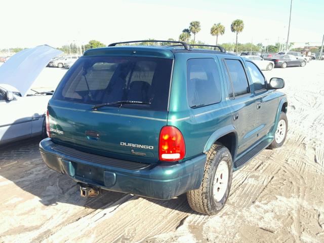 1B4HS48N42F205757 - 2002 DODGE DURANGO SL GREEN photo 4