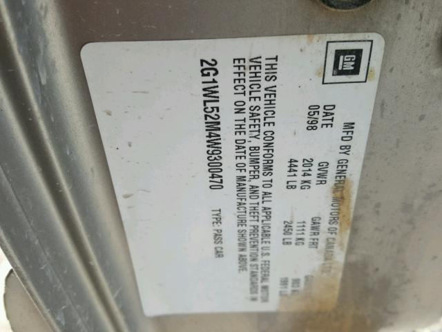 2G1WL52M4W9300470 - 1998 CHEVROLET LUMINA BAS ოქროსფერი ფოტო 10