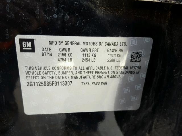 2G1125S35F9113307 - 2015 CHEVROLET IMPALA LT BLACK photo 10