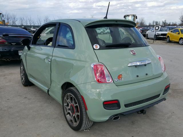 3C3CFFBR4CT363505 - 2012 FIAT 500 SPORT GREEN photo 3