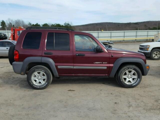 1J4GL48K32W319728 - 2002 JEEP LIBERTY SP BURGUNDY photo 9