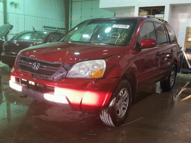 5FNYF18594B004644 - 2004 HONDA PILOT EXL RED photo 2