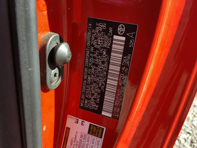 JTKJF5C74F3089757 - 2015 TOYOTA SCION TC 红色 照片 10