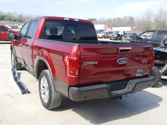 1FTEW1EF9FFB47303 - 2015 FORD F150 SUPER BURGUNDY photo 3