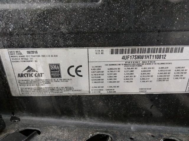 4UF17SNW1HT110812 - 2017 ARCT PANTERA BLACK photo 9