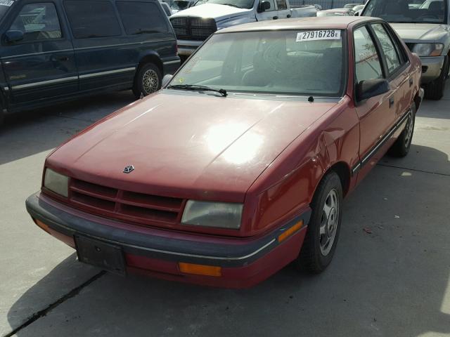 1B3BP48K6KN577494 - 1989 DODGE SHADOW RED photo 2