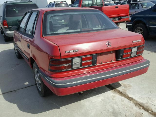 1B3BP48K6KN577494 - 1989 DODGE SHADOW RED photo 3