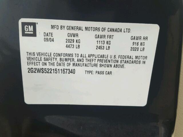 2G2WS522151167340 - 2005 PONTIAC GRAND PRIX Qara foto 10