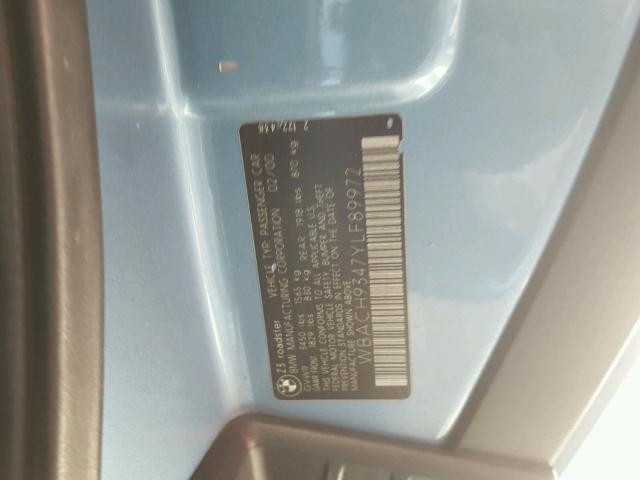 WBACH9347YLF89972 - 2000 BMW Z3 2.3 ლურჯი ფოტო 10