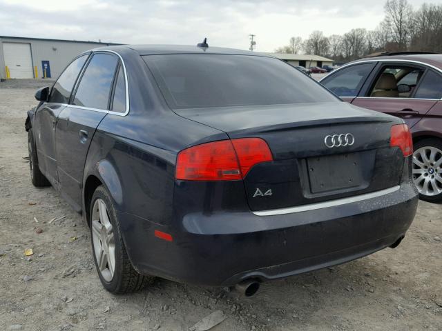 WAUAF78E58A031582 - 2008 AUDI A4 2.0T BLUE photo 3