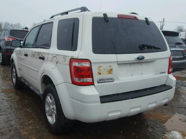 1FMCU59369KC38346 - 2009 FORD ESCAPE HYB WHITE photo 3