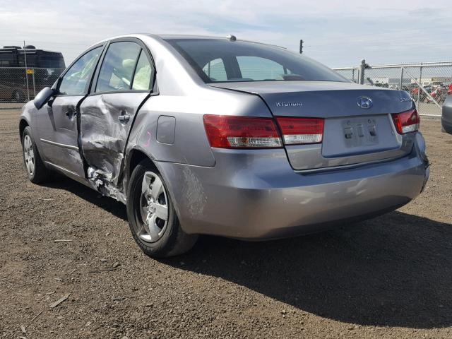 5NPET46C28H383315 - 2008 HYUNDAI SONATA GLS SILVER photo 3