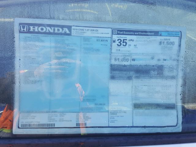 2HGFC3B36JH350628 - 2018 HONDA CIVIC EX WHITE photo 9