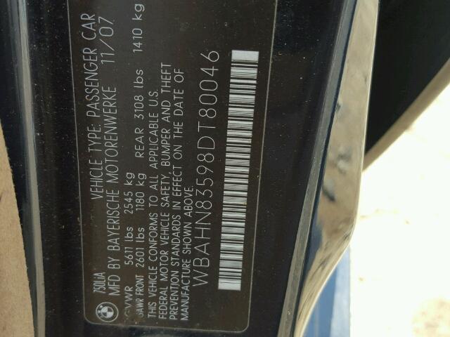 WBAHN83598DT80046 - 2008 BMW 750 LI BLUE photo 10