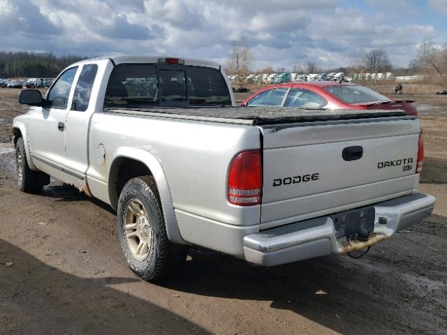 1D7GL42K84S541826 - 2004 DODGE DAKOTA SLT SILVER photo 3