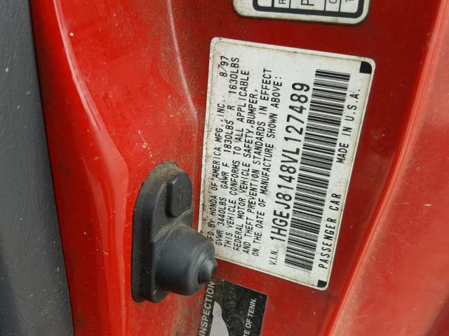1HGEJ8148VL127489 - 1997 HONDA CIVIC EX Qırmızı foto 10